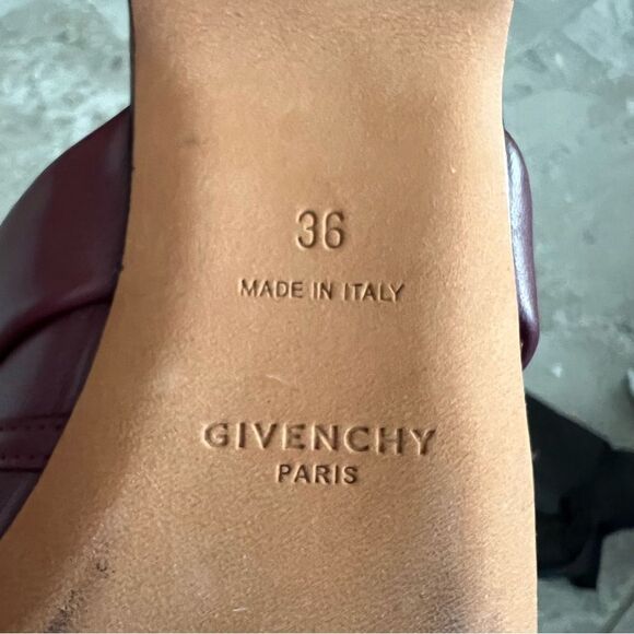 Givenchy Elba Slippers, 100% Lamb Leather Mules in Burgundy, New, Size 36 - Picture 9 of 13